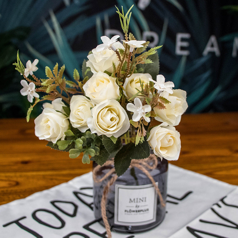 Artificial flower wedding silk cloth arrangement in soft fabric petals