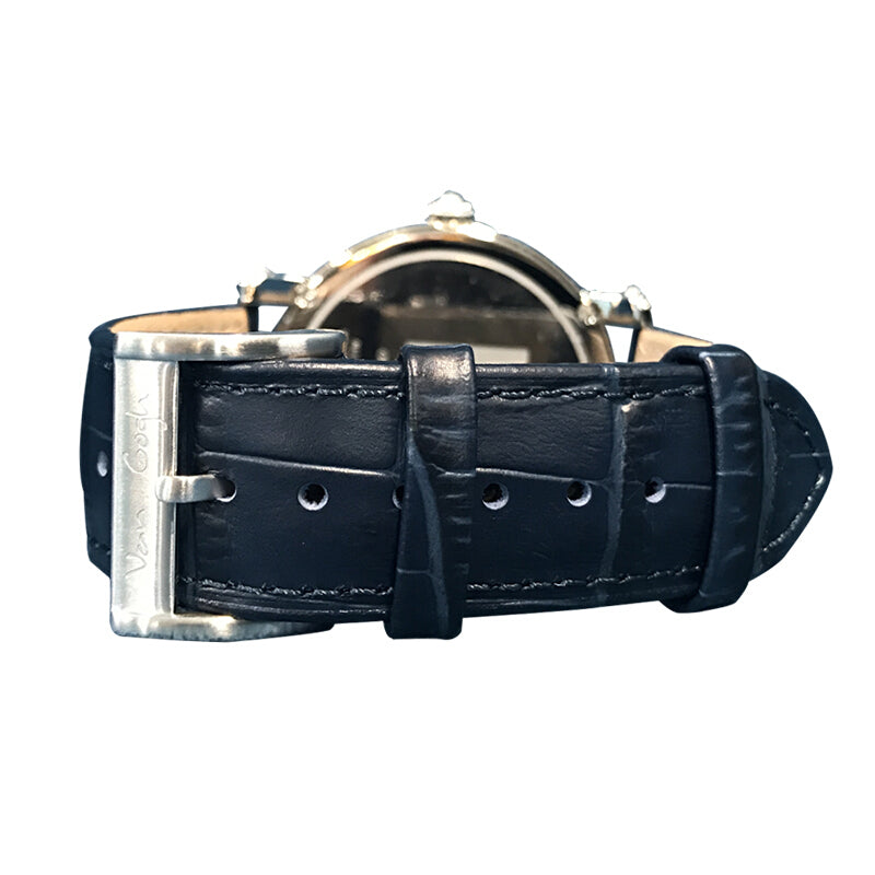 Van Gogh quartz wrist watch with horse plaster statue, detailed equestrian design and visible clock face