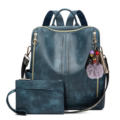 Springsummer Korean-style casual soft-leather women's backpack in a minimalist design