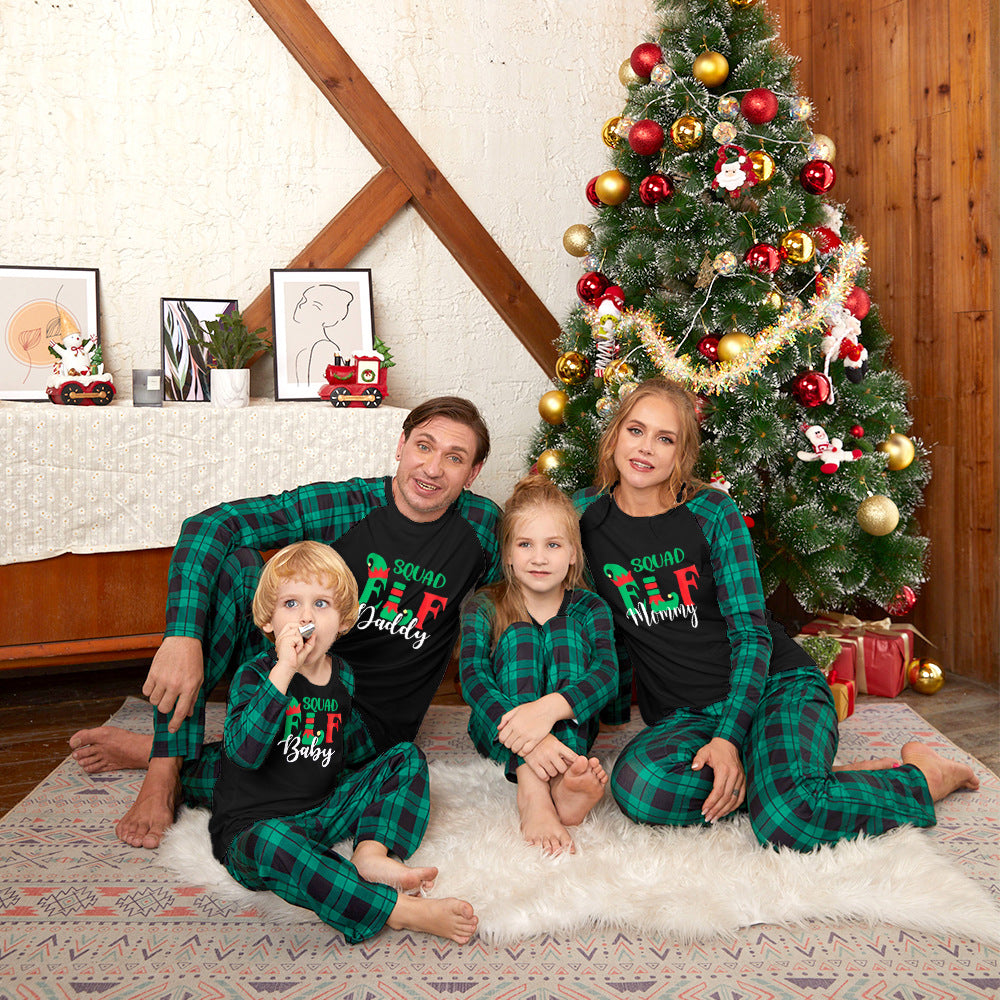 Printed autumn winter Christmas parent-child home wear pajamas set in festive seasonal design