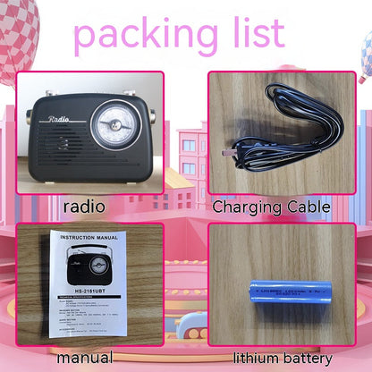 Portable stereo radio with strong speaker signal, featuring a compact design and controls on the front panel