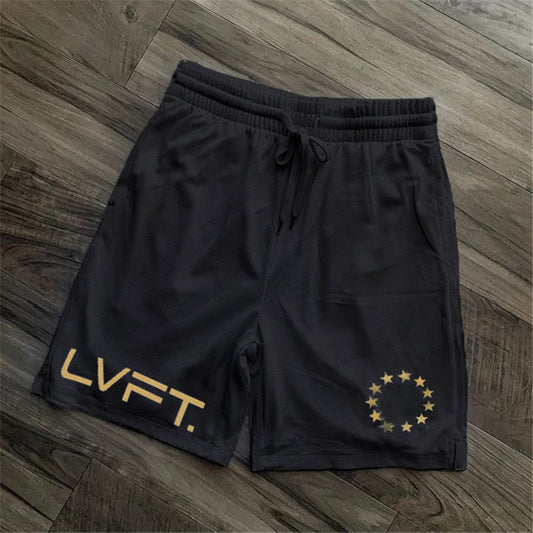 Men's mesh quick-dry running training shorts with breathable quarter-length design