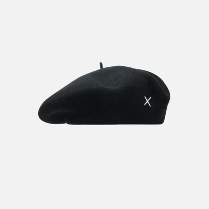 Oversized wool-blend beret for women, painters cap style