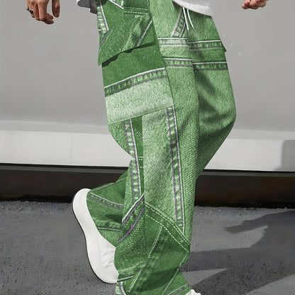 Men's loose fit work pants with drawstring waist, shown in a casual full-length view