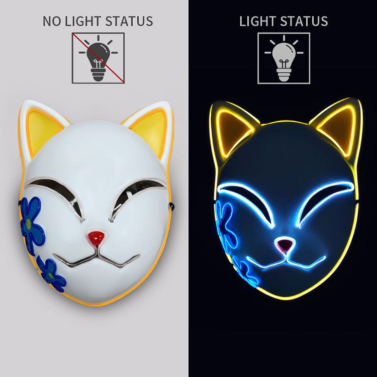 Luminous Line LED cat face mask with glowing light-up cat design