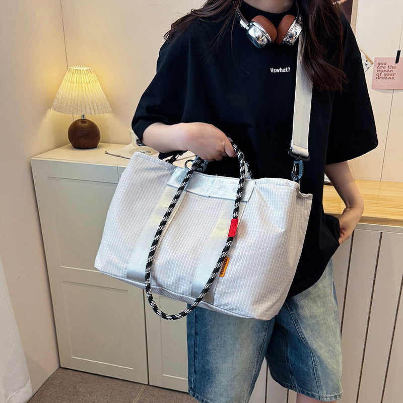 Grid pattern large capacity tote bag by My Store, spacious design with sturdy handles