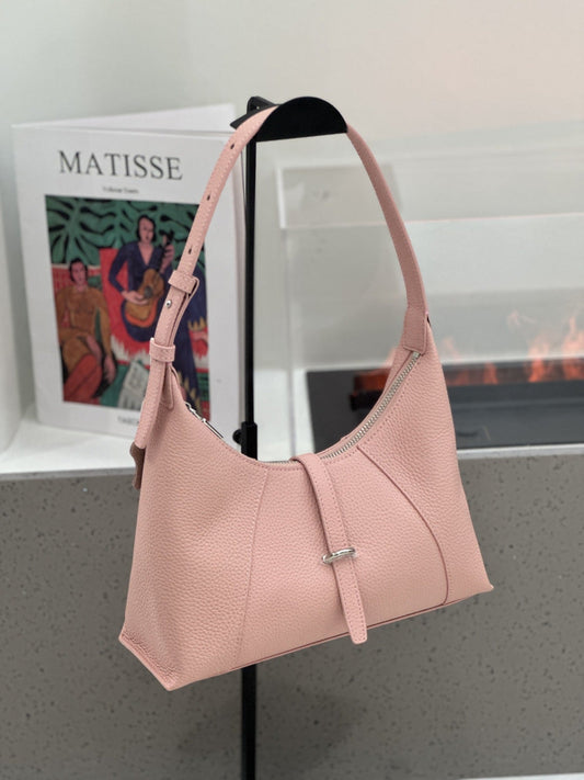 Baidie leather women's dumpling bag in first-layer cowhide with French-style crescent shoulder design