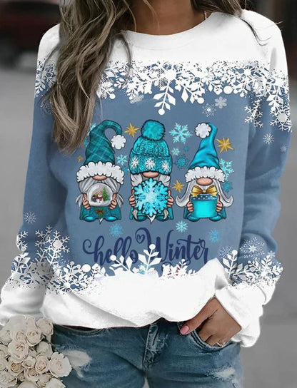 Women's Christmas style long sleeve round neck sweater by My Store
