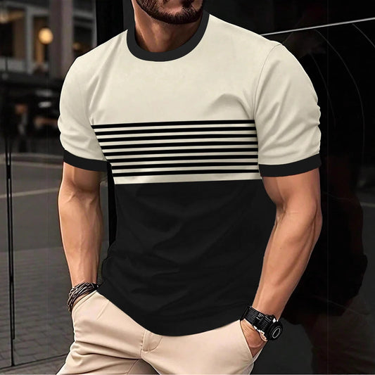 Men's minimalist crew-neck casual short-sleeve shirt in a fashionable design