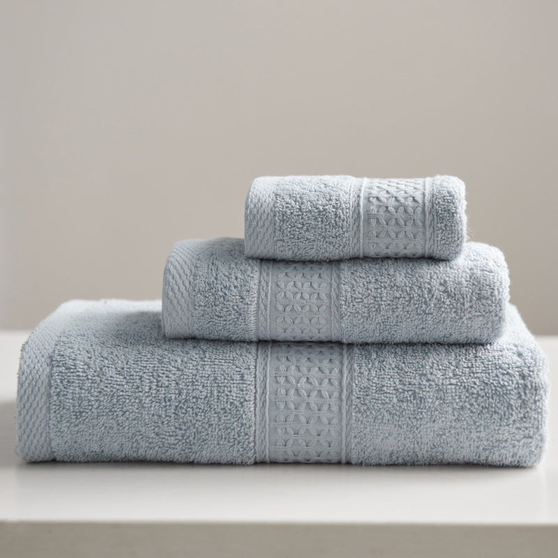 Minimalist style square pure cotton bath towel set in soft, absorbent fabric