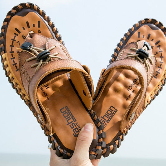 Casual men's beach shoes, versatile two-way footwear in large sizes, side view