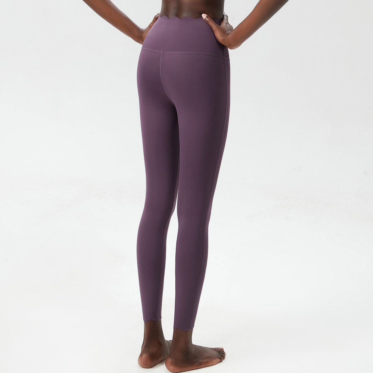 Plus size small wave yoga pants in black Lycra milk leather, tight-fit women’s trousers
