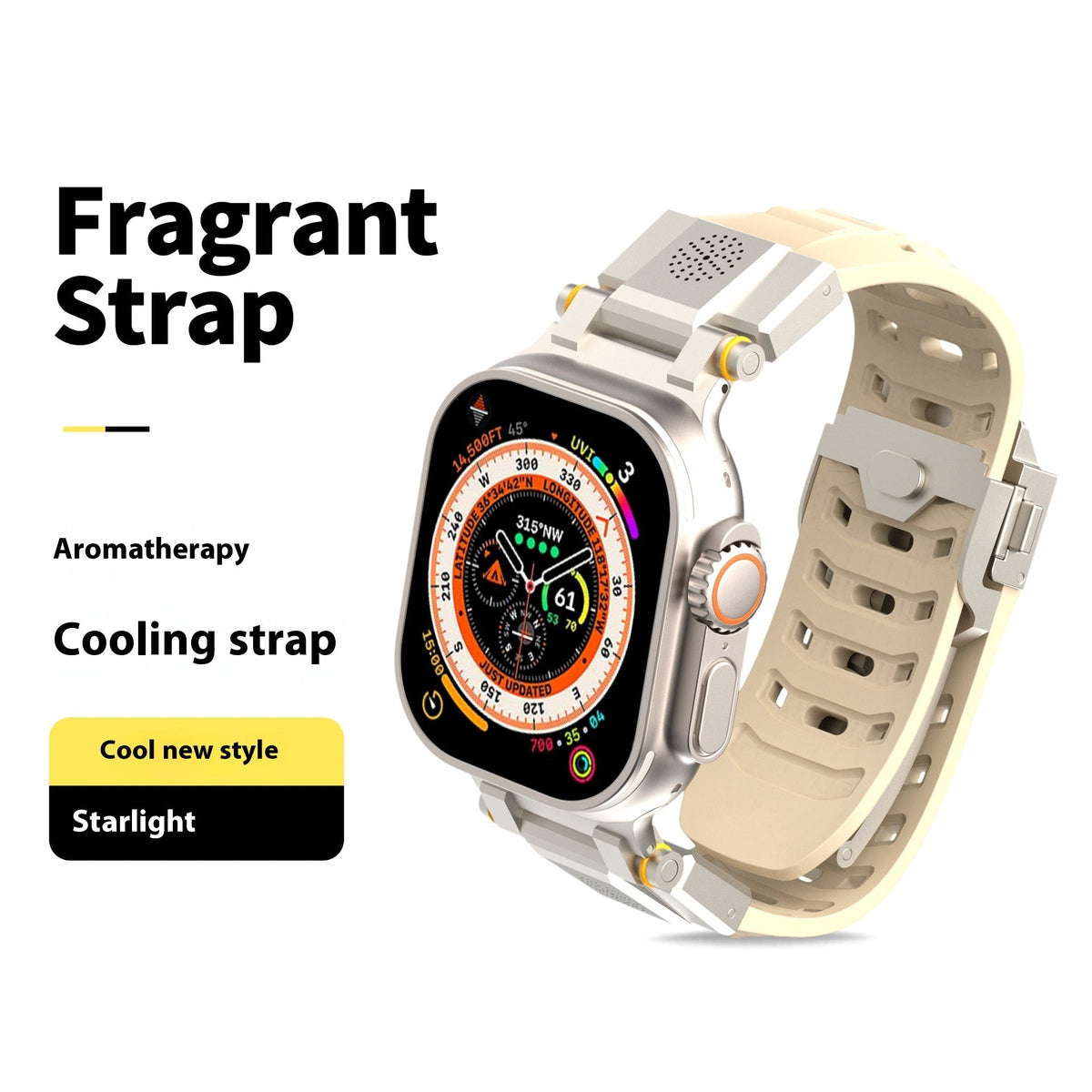 Metal aromatherapy watch band by My Store, shown with its metal design and essential oil diffuser feature