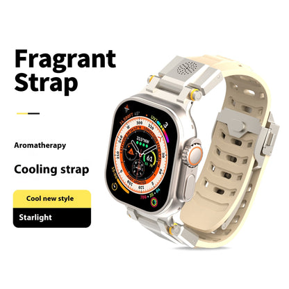 Metal aromatherapy watch band by My Store, shown with its metal design and essential oil diffuser feature