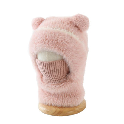 Warm windproof knitted wool hat with earflaps in a cozy winter design