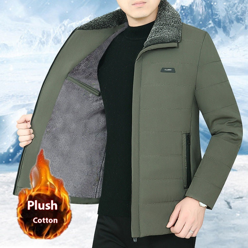 Men's fleece lined winter coat from My Store, front view in dark color