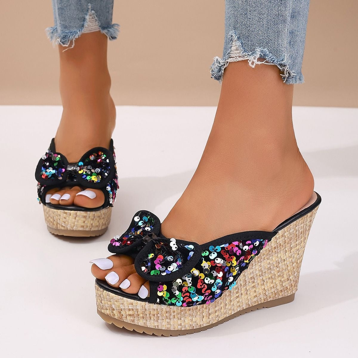 Stylish casual slip-on elevating sandals with an elegant design and versatile open-toe silhouette
