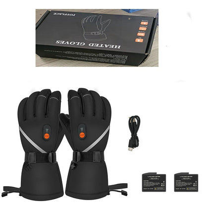 Black thickened heating gloves for outdoor skiing and cycling by My Store