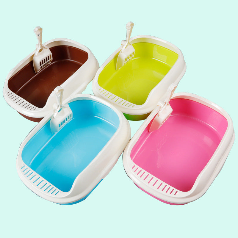 High-side polyester cat litter box with shovel for pets