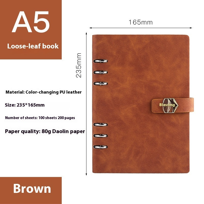 A5 loose-leaf removable notepad for business office meetings, spiral-bound notebook with lined pages