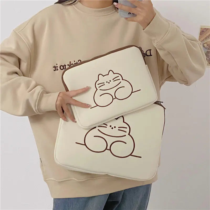 Cute Embroidered Animal Tablet Protective Sleeve Bag