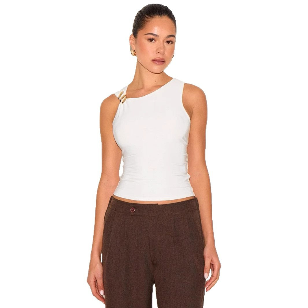 Women's solid color off-the-shoulder slim fit versatile top by My Store