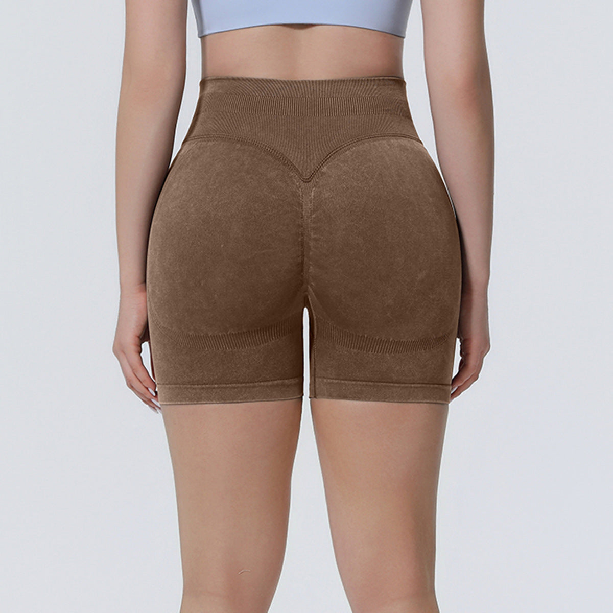 Seamless knitted sand-washed yoga shorts in a close-fitting design my store