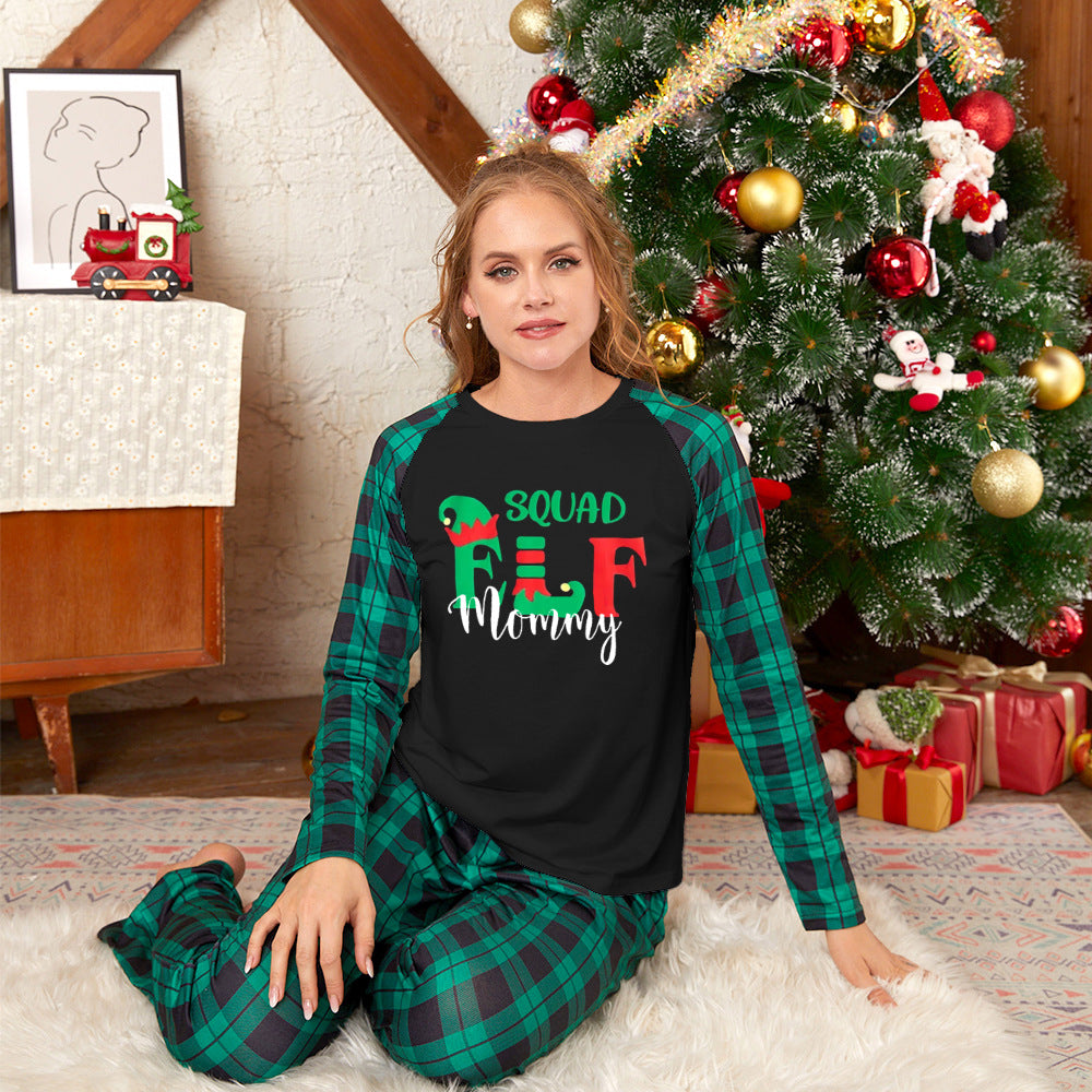 Printed autumn winter Christmas parent-child home wear pajamas set with festive patterns