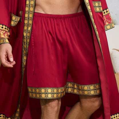 Men's baroque-style satin shorts in a simple, versatile design