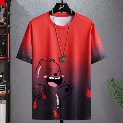 Gradient half-length sleeve versatile casual T-shirt in a colorful ombre design