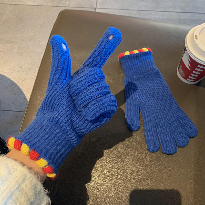 Winter fingerless knitted gloves with touchscreen fingertips, warm windproof design