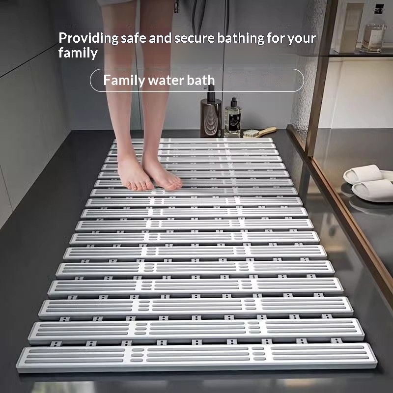 Bamboo-strand drainage bathroom non-slip mat with textured surface and moisture-resistant design