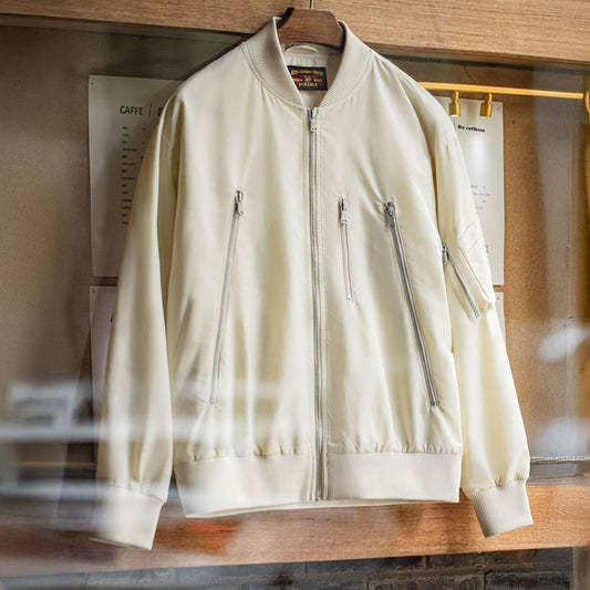 Casual White L2B Pilot Jacket Nylon Thin Baseball Uniform