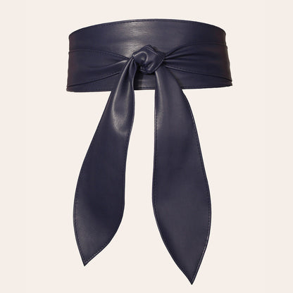 Women's wide waist tie belt with elegant bow ribbon, soft super-long all-match design