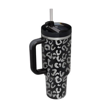 EasyOptionXY 40oz stainless steel Adventure Quencher Tumbler with handle, vacuum insulation, and car coffee mug design.