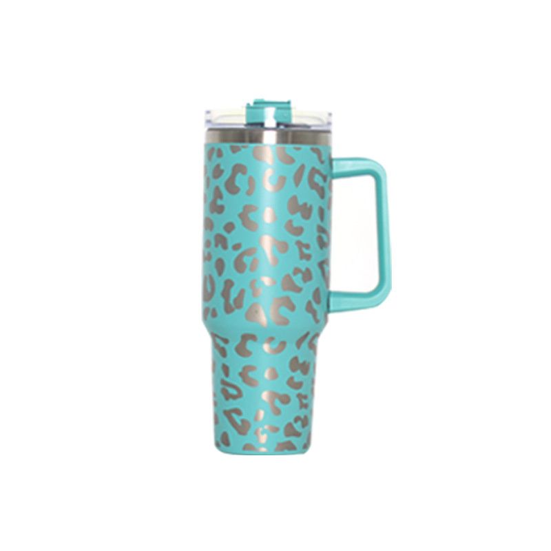 40oz EasyOptionXY Adventure Quencher stainless steel tumbler with handle, vacuum insulation, and car coffee mug design.