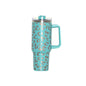 40oz EasyOptionXY Adventure Quencher stainless steel tumbler with handle, vacuum insulation, and car coffee mug design.