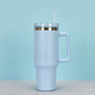 EasyOptionXY 1200ml stainless steel travel mug with handle, straw, thermal insulation, and drinkware design for hot or cold beverages.
