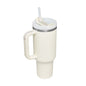 EasyOptionXY 1200ml stainless steel travel mug with handle, straw, and thermal insulation for hot and cold beverages.