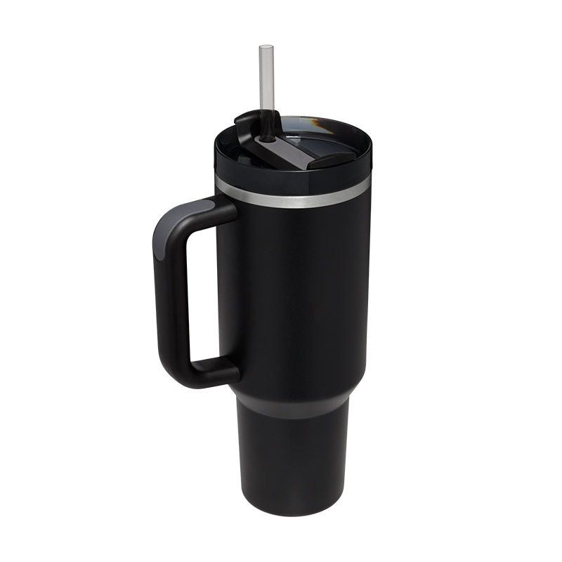 EasyOptionXY 1200ml stainless steel travel mug with handle, straw, thermal insulation, ideal for coffee and beverages on the go