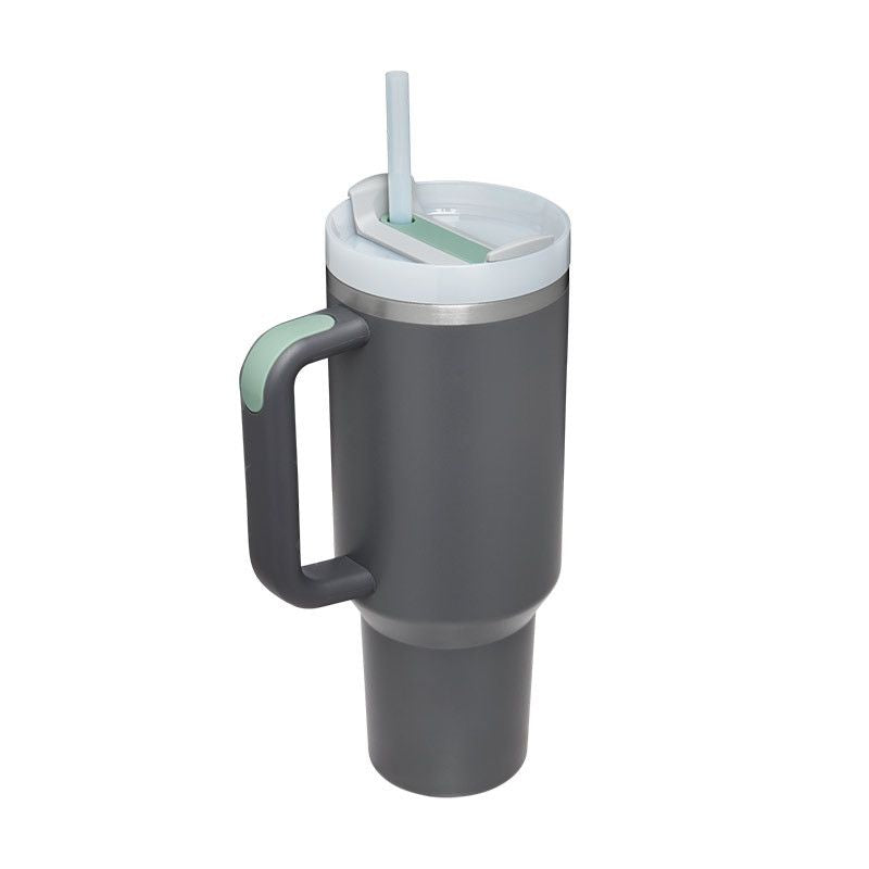 EasyOptionXY 1200ml stainless steel travel mug with handle, straw, thermal insulation, ideal for coffee and drinks on the go