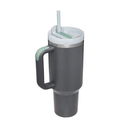 EasyOptionXY 1200ml stainless steel travel mug with handle, straw, thermal insulation, ideal for coffee and drinks on the go
