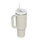 EasyOptionXY 1200ml stainless steel travel mug with handle, straw, and thermal insulation for hot and cold beverages.