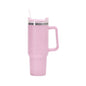 EasyOptionXY 1200ml stainless steel thermal travel mug with handle, straw, and drinkware for coffee and hot beverages.