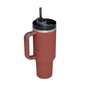 EasyOptionXY 1200ml stainless steel travel mug with handle, straw, and thermal insulation for hot and cold beverages.