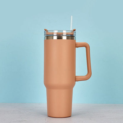 EasyOptionXY 1200ml stainless steel travel mug with handle, straw, thermal insulation, ideal for coffee and drinks on the go