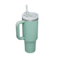 EasyOptionXY 1200ml stainless steel thermal travel mug with handle, straw cup, and drinkware for hot and cold beverages.