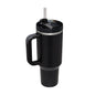 EasyOptionXY 1200ml stainless steel thermal travel mug with handle and straw, ideal for coffee, drinks, and on-the-go use