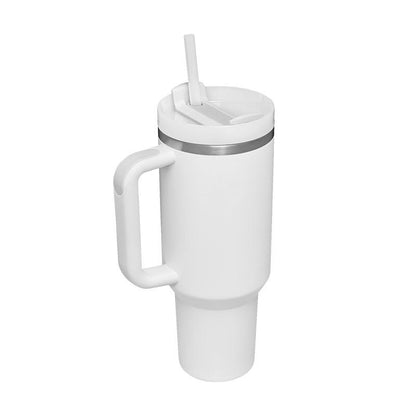 EasyOptionXY 1200ml stainless steel travel mug with handle, straw, thermal insulation, ideal for coffee and drinks on the go