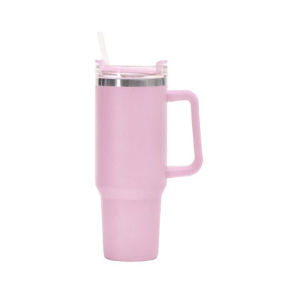 EasyOptionXY 1200ml stainless steel travel mug with handle and straw, insulated coffee cup for hot and cold drinks.